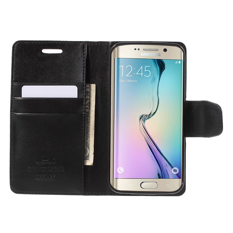 MERCURY GOOSPERY Wallet Leather Case for Samsung Galaxy S6 Edge G925 with Stand - Black-5