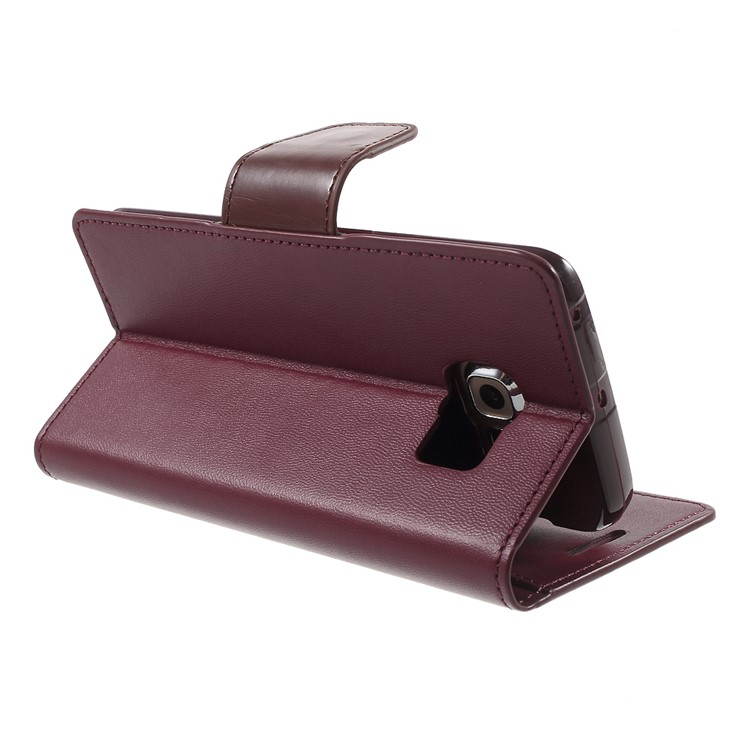 MERCURY GOOSPERY Wallet Leather Shell for Samsung Galaxy S6 Edge G925 with Stand - Wine Red-4