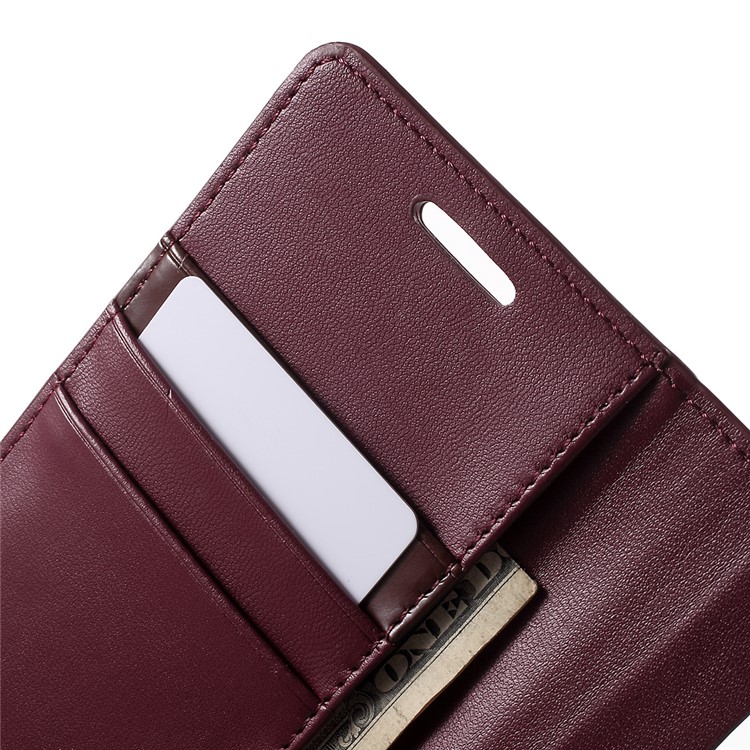 MERCURY GOOSPERY Wallet Leather Shell for Samsung Galaxy S6 Edge G925 with Stand - Wine Red-7
