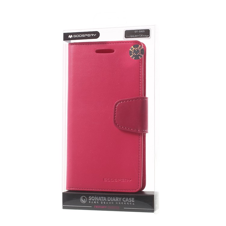 MERCURY GOOSPERY Wallet Leather Cover for Samsung Galaxy S6 Edge G925 with Stand - Rose-11
