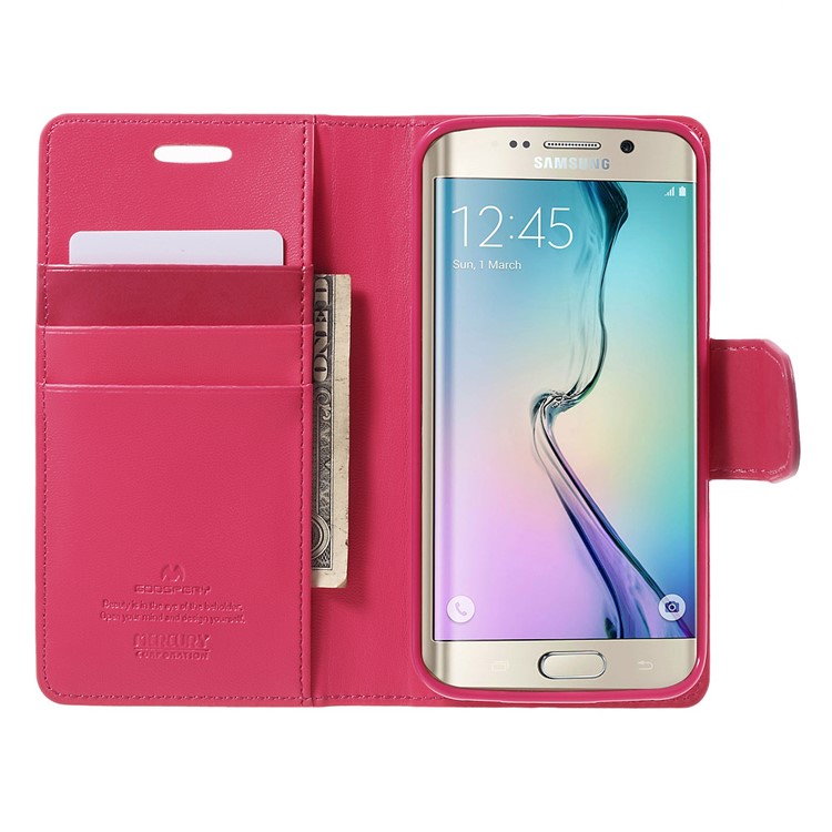 MERCURY GOOSPERY Wallet Leather Cover for Samsung Galaxy S6 Edge G925 with Stand - Rose-5
