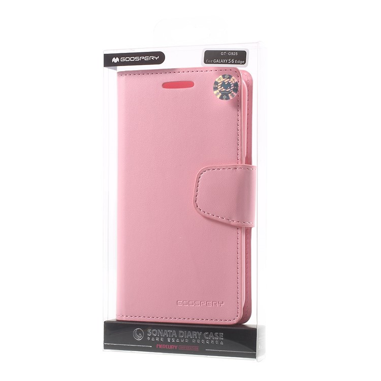 MERCURY GOOSPERY Wallet Leather Cover for Samsung Galaxy S6 Edge G925 with Stand - Pink-10
