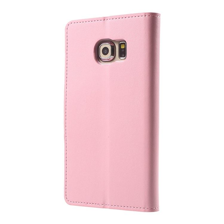 MERCURY GOOSPERY Wallet Leather Cover for Samsung Galaxy S6 Edge G925 with Stand - Pink-2