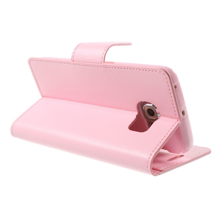 MERCURY GOOSPERY Wallet Leather Cover for Samsung Galaxy S6 Edge G925 with Stand - Pink-4