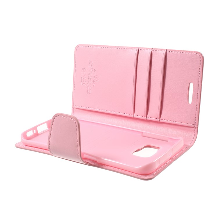 MERCURY GOOSPERY Wallet Leather Cover for Samsung Galaxy S6 Edge G925 with Stand - Pink-6