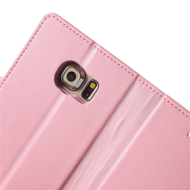 MERCURY GOOSPERY Wallet Leather Cover for Samsung Galaxy S6 Edge G925 with Stand - Pink-7
