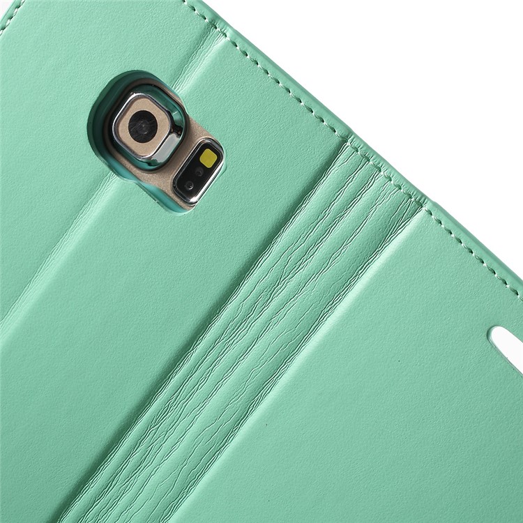 MERCURY GOOSPERY Wallet Leather Cover for Samsung Galaxy S6 Edge G925 with Stand - Cyan-7