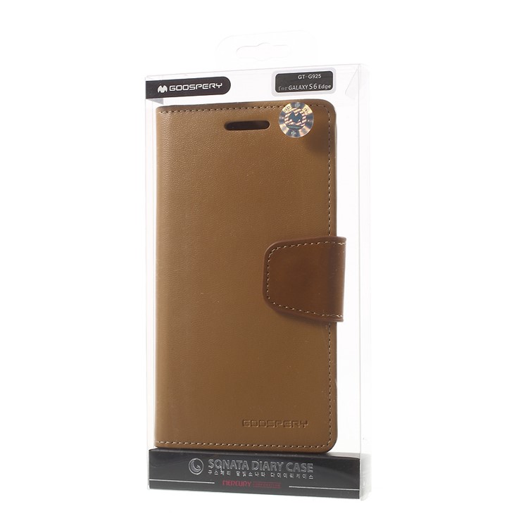 MERCURY GOOSPERY Wallet Leather Cover for Samsung Galaxy S6 Edge G925 with Stand - Brown-11