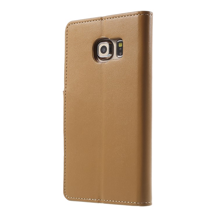 MERCURY GOOSPERY Wallet Leather Cover for Samsung Galaxy S6 Edge G925 with Stand - Brown-2
