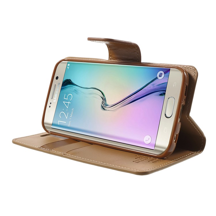 MERCURY GOOSPERY Wallet Leather Cover for Samsung Galaxy S6 Edge G925 with Stand - Brown-3