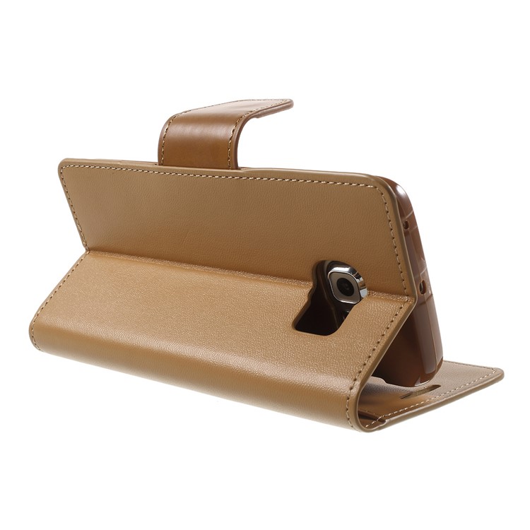 MERCURY GOOSPERY Wallet Leather Cover for Samsung Galaxy S6 Edge G925 with Stand - Brown-4