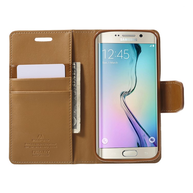MERCURY GOOSPERY Wallet Leather Cover for Samsung Galaxy S6 Edge G925 with Stand - Brown-5