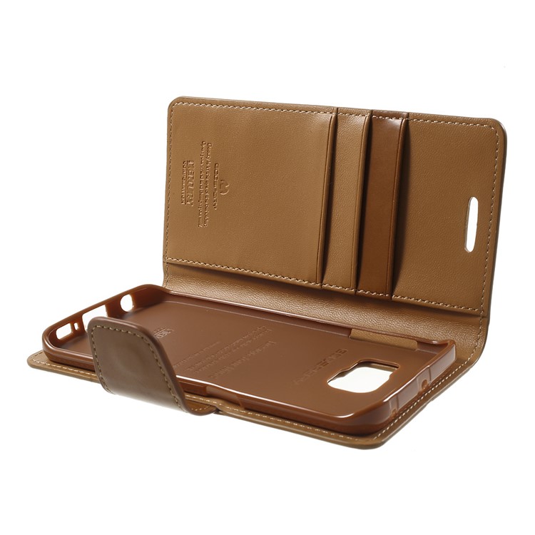 MERCURY GOOSPERY Wallet Leather Cover for Samsung Galaxy S6 Edge G925 with Stand - Brown-6