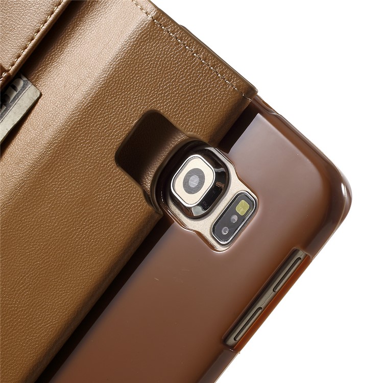 MERCURY GOOSPERY Wallet Leather Cover for Samsung Galaxy S6 Edge G925 with Stand - Brown-7