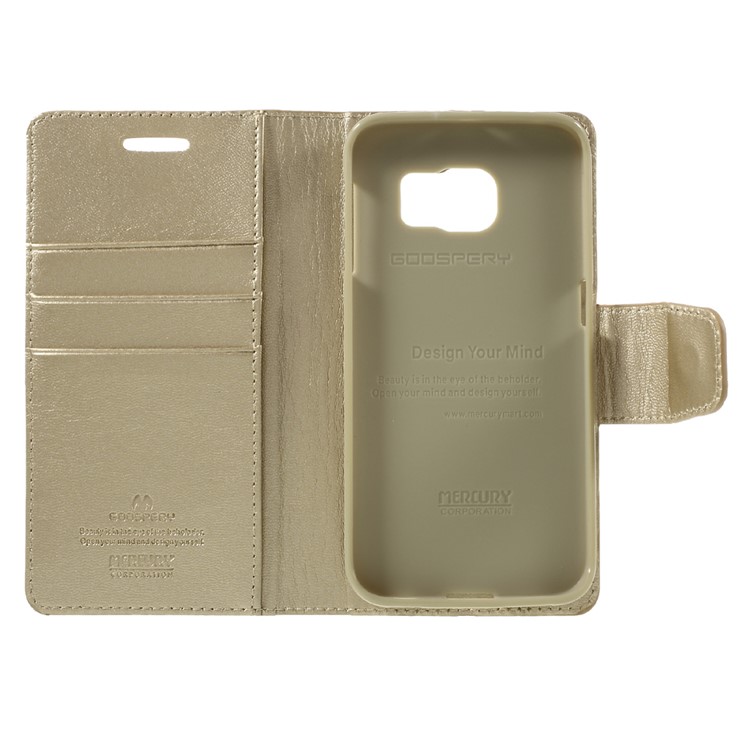 MERCURY GOOSPERY Wallet Leather Cover for Samsung Galaxy S6 Edge G925 - Gold-10