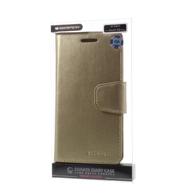 MERCURY GOOSPERY Wallet Leather Cover for Samsung Galaxy S6 Edge G925 - Gold-11