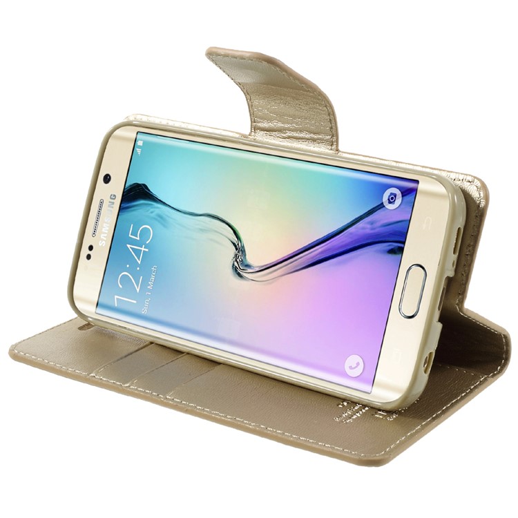 MERCURY GOOSPERY Wallet Leather Cover for Samsung Galaxy S6 Edge G925 - Gold-4