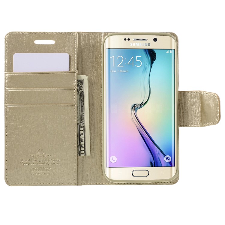 MERCURY GOOSPERY Wallet Leather Cover for Samsung Galaxy S6 Edge G925 - Gold-6