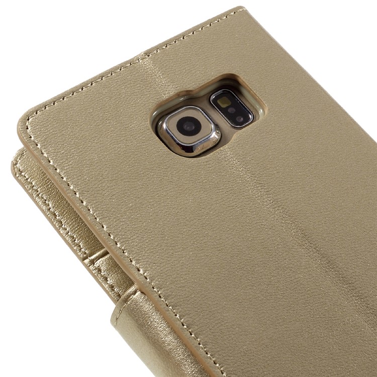 MERCURY GOOSPERY Wallet Leather Cover for Samsung Galaxy S6 Edge G925 - Gold-8