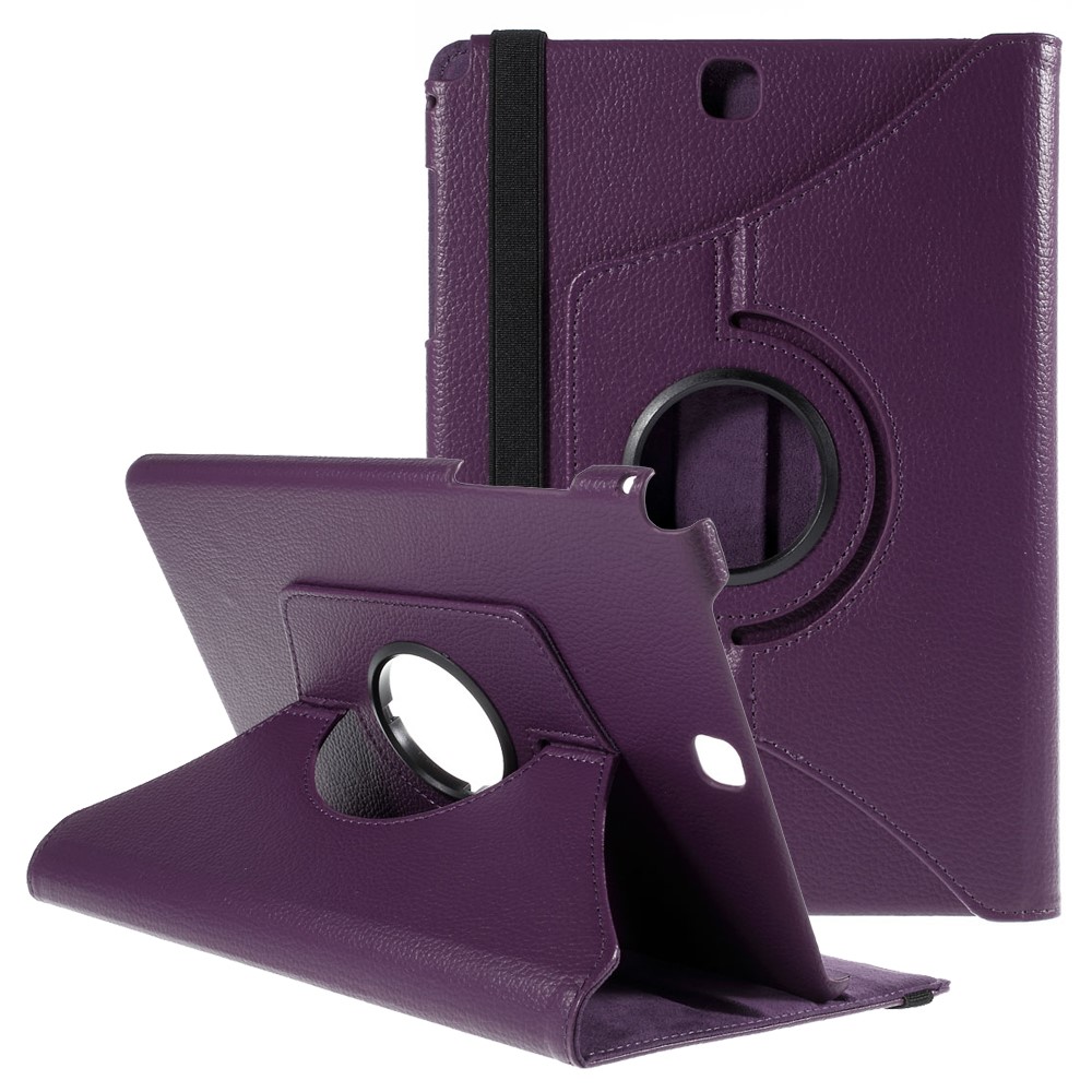 Per Samsung Galaxy Tab un Coperchio in Pelle Lychee Litchi T555 T555 T555 Con Supporto Rotante - Viola