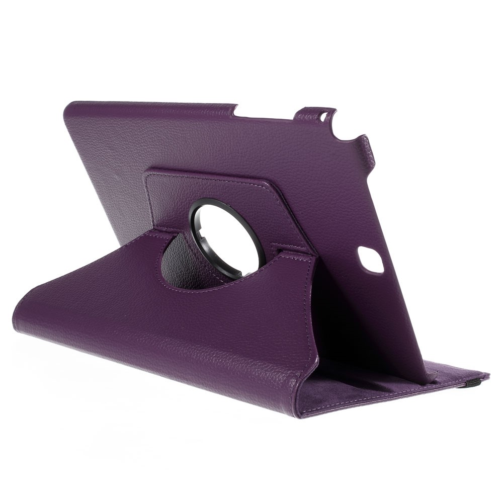 Para o Samsung Galaxy Tab A 9.7 T550 T555 Lychee Litchi Cover Com Suporte Rotativo - Roxo