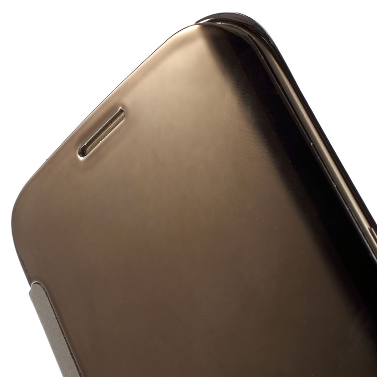 Invisible View Plating PC Smart Leather Cover for Samsung Galaxy S6 edge G925 - Gold-5