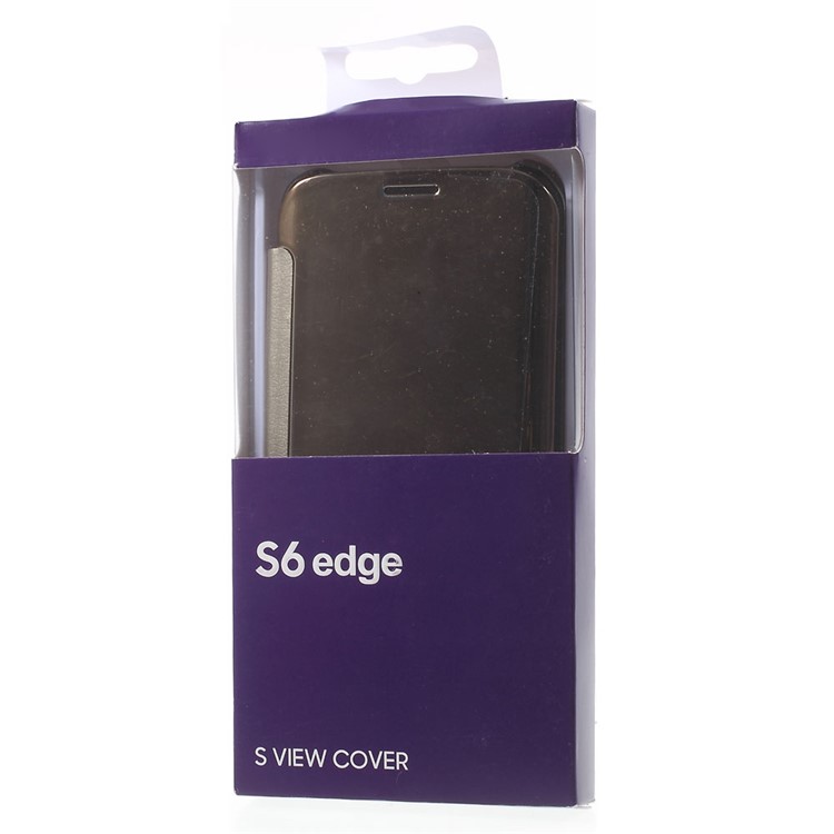 Invisible View Plating PC Smart Leather Cover for Samsung Galaxy S6 edge G925 - Gold-9