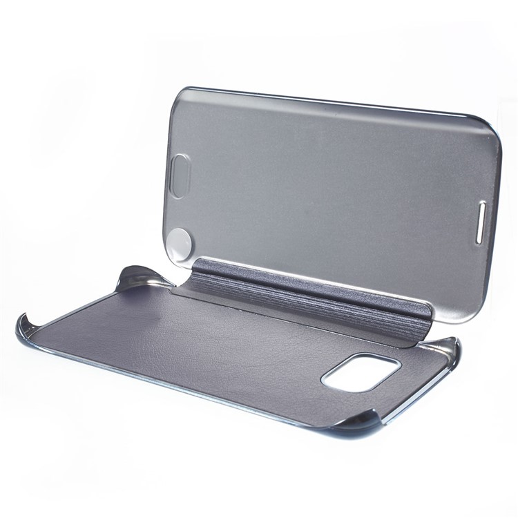 Invisible View Plated PC Smart Leather Phone Case for Samsung Galaxy S6 edge G925 - Blue-8