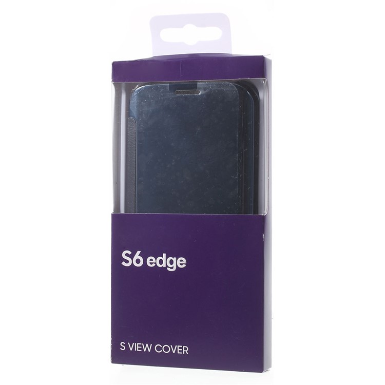 Invisible View Plated PC Smart Leather Phone Case for Samsung Galaxy S6 edge G925 - Blue-9