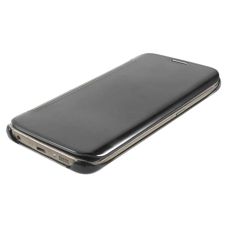 Invisible View Plated PC Smart Leather Flip Case for Samsung Galaxy S6 edge G925 - Black-3