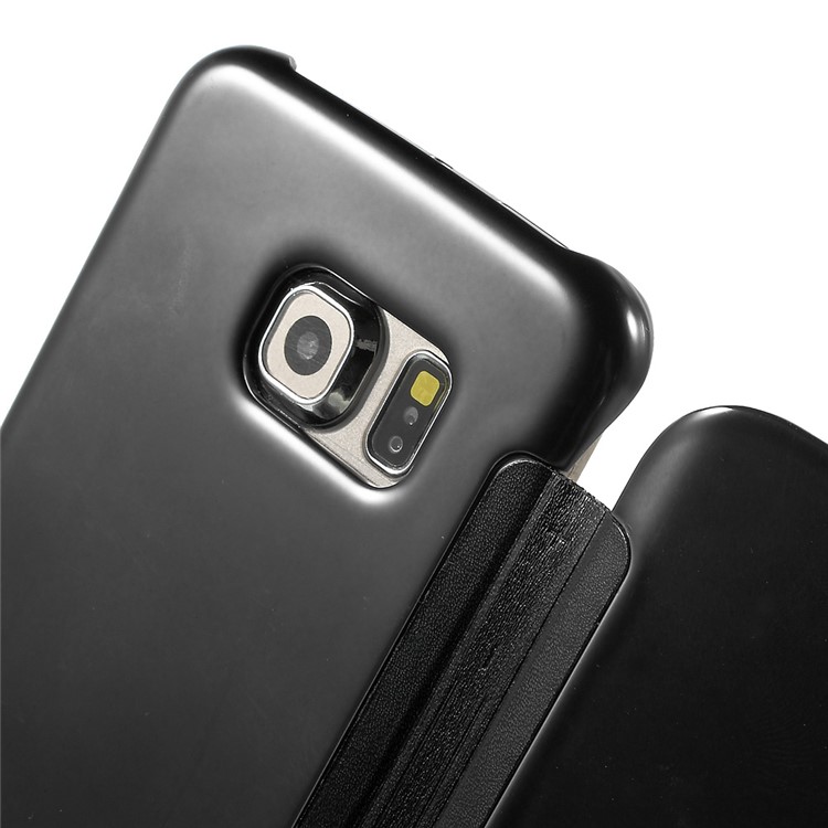 Invisible View Plated PC Smart Leather Flip Case for Samsung Galaxy S6 edge G925 - Black-6