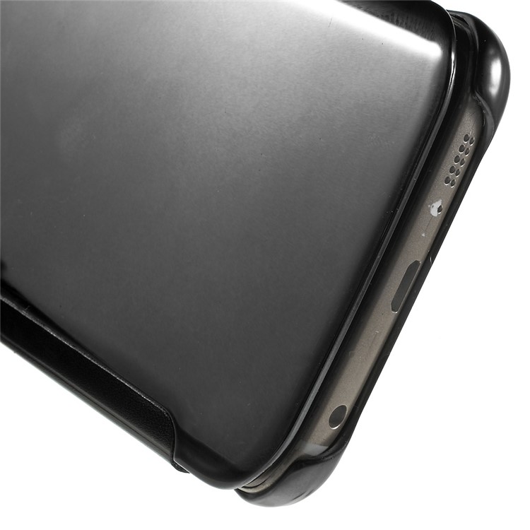 Invisible View Plated PC Smart Leather Flip Case for Samsung Galaxy S6 edge G925 - Black-7