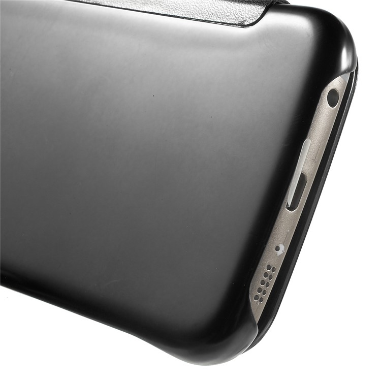 Invisible View Plated PC Smart Leather Flip Case for Samsung Galaxy S6 edge G925 - Black-8