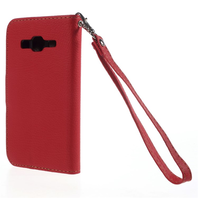 Leaf Flip Stand Wallet Leather Cover for Samsung Galaxy Core Prime SM-G360 - Red-2