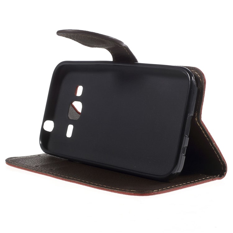 Leaf Flip Stand Wallet Leather Cover for Samsung Galaxy Core Prime SM-G360 - Red-4