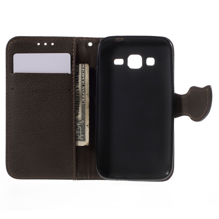 Leaf Flip Stand Wallet Leather Cover for Samsung Galaxy Core Prime SM-G360 - Red-6