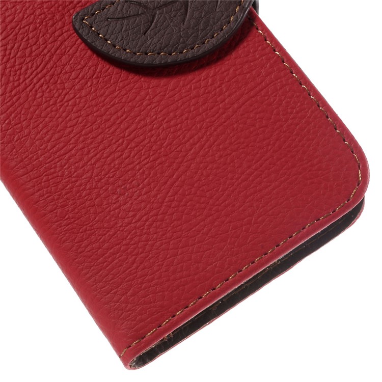 Leaf Flip Stand Wallet Leather Cover for Samsung Galaxy Core Prime SM-G360 - Red-8