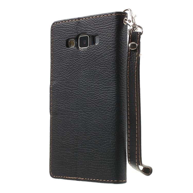 Leaf Flip Stand Wallet Leather Case for Samsung Galaxy A5 SM-A500F - Black-2