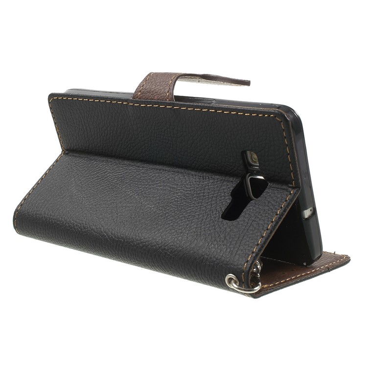 Leaf Flip Stand Wallet Leather Case for Samsung Galaxy A5 SM-A500F - Black-4