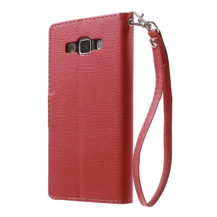 Leaf Flip Stand Wallet Leather Cover for Samsung Galaxy A5 SM-A500F - Red-2