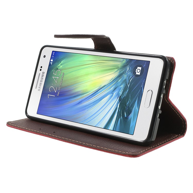 Leaf Flip Stand Wallet Leather Cover for Samsung Galaxy A5 SM-A500F - Red-3