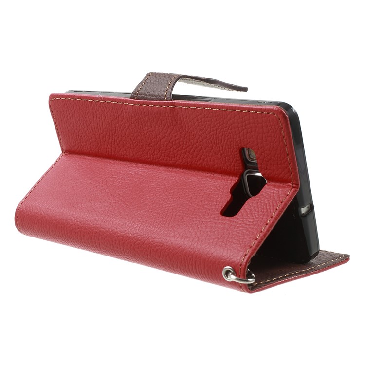 Leaf Flip Stand Wallet Leather Cover for Samsung Galaxy A5 SM-A500F - Red-4