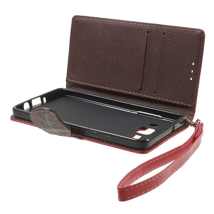 Leaf Flip Stand Wallet Leather Cover for Samsung Galaxy A5 SM-A500F - Red-6