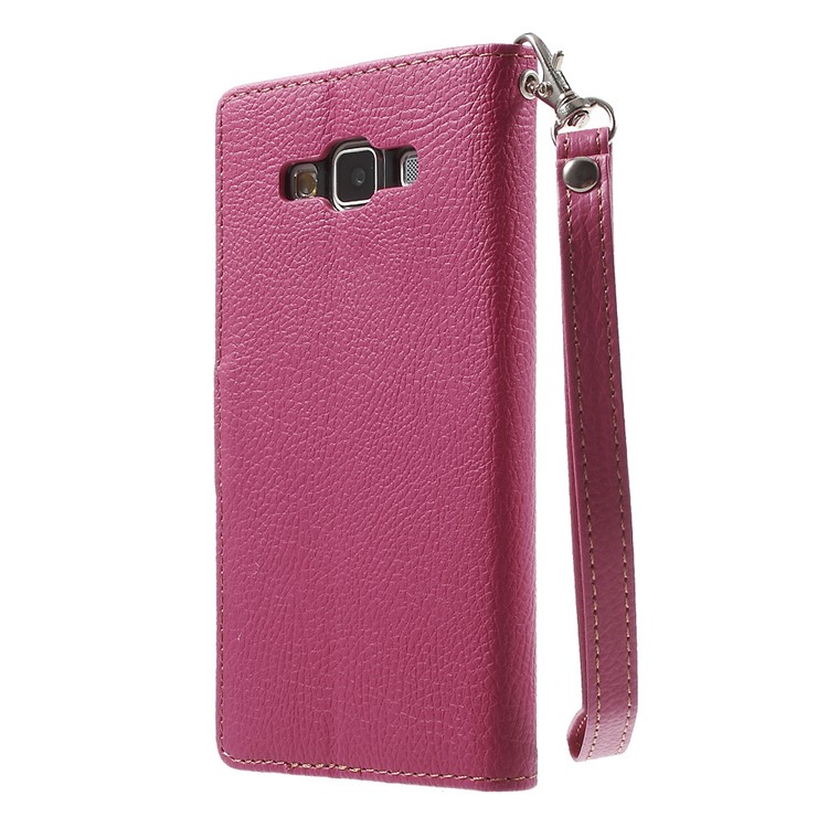 Leaf Flip Wallet PU Leather Shell for Samsung Galaxy A5 SM-A500F - Rose-2