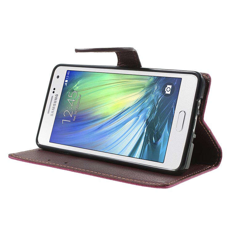 Leaf Flip Wallet PU Leather Shell for Samsung Galaxy A5 SM-A500F - Rose-3