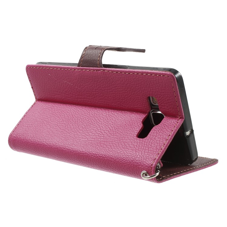 Leaf Flip Wallet PU Leather Shell for Samsung Galaxy A5 SM-A500F - Rose-4