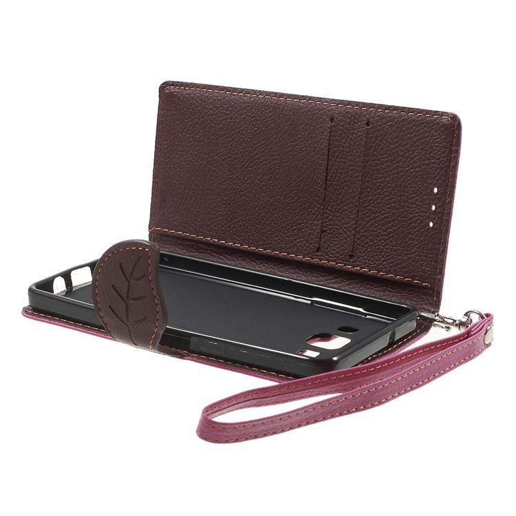 Leaf Flip Wallet PU Leather Shell for Samsung Galaxy A5 SM-A500F - Rose-6