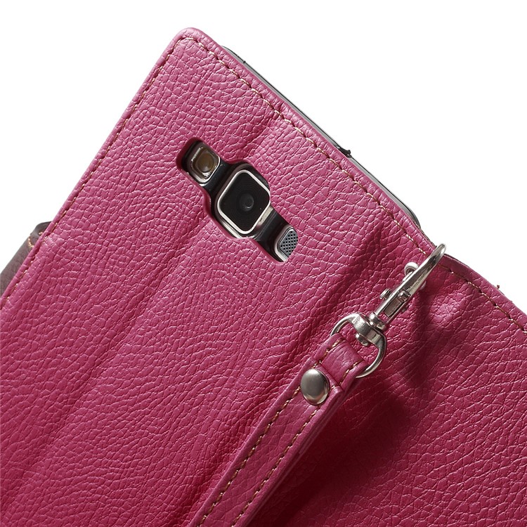 Leaf Flip Wallet PU Leather Shell for Samsung Galaxy A5 SM-A500F - Rose-7