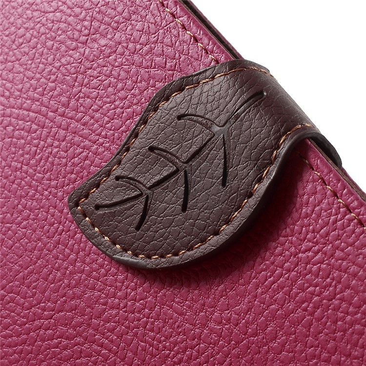 Leaf Flip Wallet PU Leather Shell for Samsung Galaxy A5 SM-A500F - Rose-8