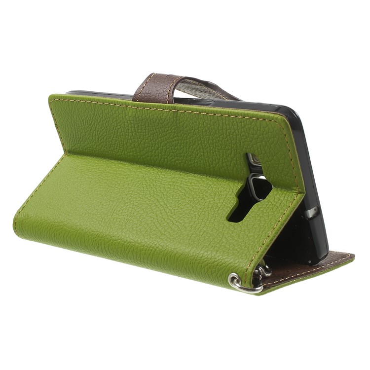 Leaf Magnetic Wallet Leatherette Case for Samsung Galaxy A5 SM-A500F - Green-4